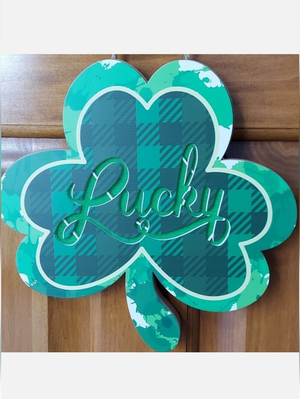 - Green Shamrock "Lucky" Light Up Plaque Festive Wall Hanging, Like New